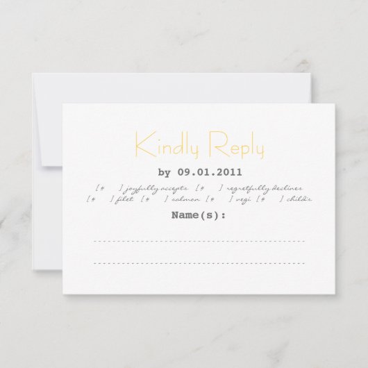 Typografie Wedding RSVP in grijs en geel (Voorkant)