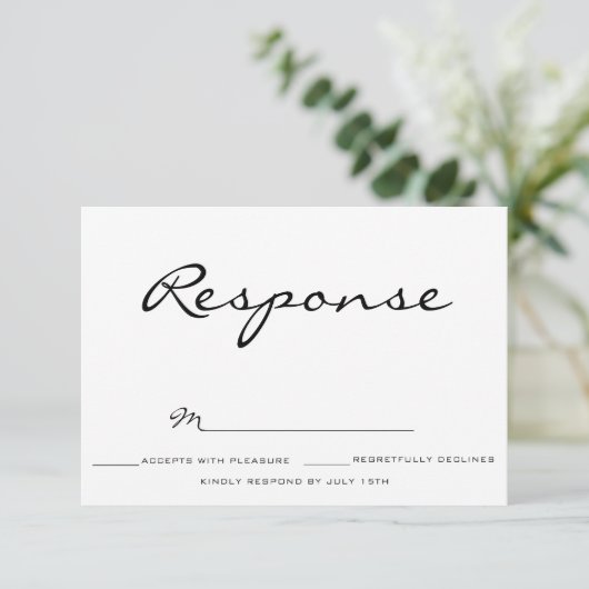 Typografie Wedding RSVP Kaart (Staand voorkant)