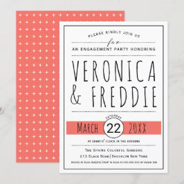 Typografie-wedstrijd voor levende koraalbruiloft kaart