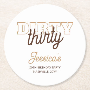 Typografie Western Cowgirl 30ste Verjaardagsfeestj Ronde Kartonnen Onderzetter