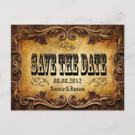 Typografie western land bruiloft Save the date Aankondigingskaart