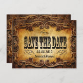 Typografie western land bruiloft Save the date Aankondigingskaart (Voorkant / Achterkant)