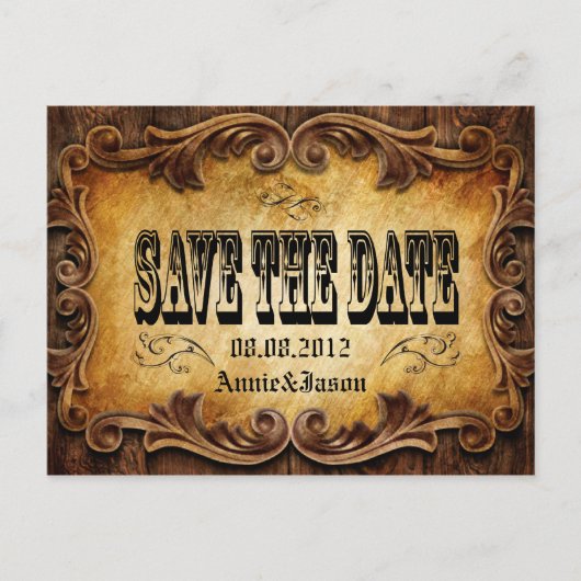 Typografie western land bruiloft Save the date Aankondigingskaart (Voorkant)