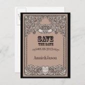 Typografie western land bruiloft Save the date Aankondigingskaart (Voorkant / Achterkant)