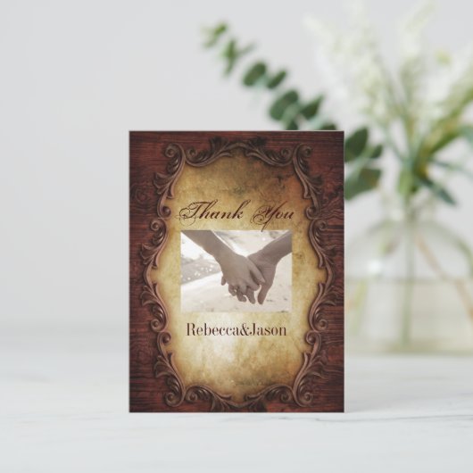 Typografie westerne land bruiloft Dank u Briefkaart (Staand voorkant)