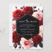 Typografie Whimsical Crimson Red Wedding Save The Date (Voorkant)