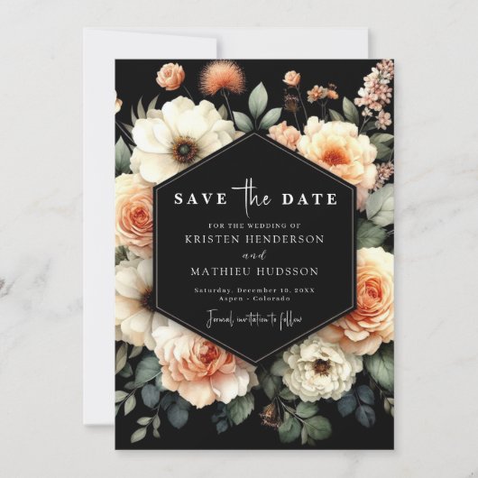 Typografie Whimsical Peach Wedding Save The Date (Voorkant)