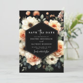 Typografie Whimsical Peach Wedding Save The Date (Staand voorkant)