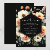 Typografie Whimsical Peach Wedding Save The Date (Voorkant / Achterkant)