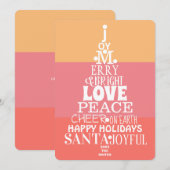 Typografie White op koraalroze moderne Feestdagenkaart (Voorkant / Achterkant)