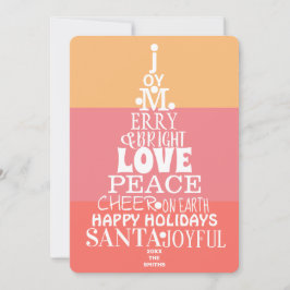 Typografie White op koraalroze moderne Feestdagenkaart