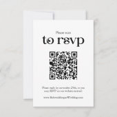 Typografie Witte QR code Bruiloft RSVP Kaartje (Voorkant)