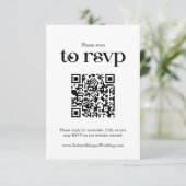 Typografie Witte QR code Bruiloft RSVP Kaartje (Staand voorkant)