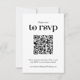 Typografie Witte QR code Bruiloft RSVP Kaartje