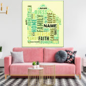 Typografie Word Cloud Home Namen toevoegen om aan  Canvas Afdruk (Insitu (Woonkamer))