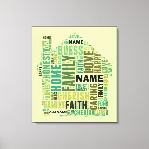 Typografie Word Cloud Home Namen toevoegen om aan Canvas Afdruk