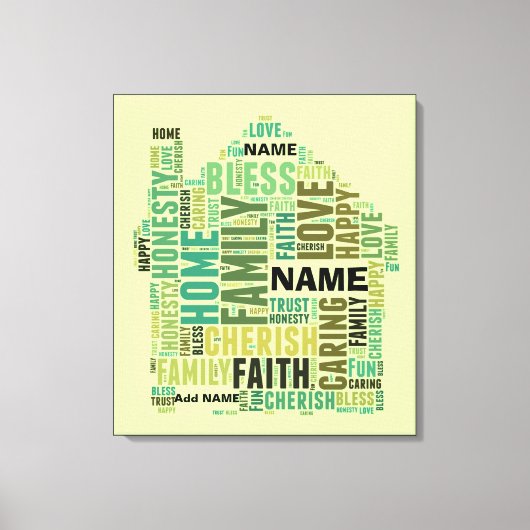 Typografie Word Cloud Home Namen toevoegen om aan  Canvas Afdruk (Voorkant)