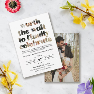 Typografie Worth the Wait Sequel Celebration Invit Kaart