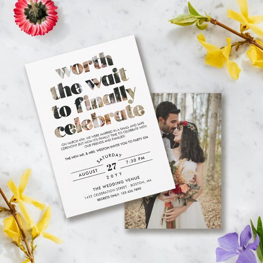 Typografie Worth the Wait Sequel Celebration Invit Kaart