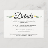 Typografie yellow floral bruildetails insert informatiekaartje (Voorkant)