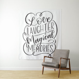 Typografie Zin Liefde Lach Magische Herinneringe Wandkleed