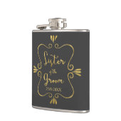 Typografie Zus van de Bruidegom Grappig Heupfles (Links)