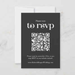 Typografie Zwart QR code Bruiloft RSVP Kaartje