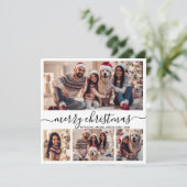 Typografie Zwart Wit 5 Fotocollage Kerstmis Feestdagenkaart (Staand voorkant)