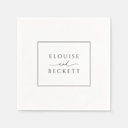 Typografie Zwart-wit bruiloft servet (Voorkant)