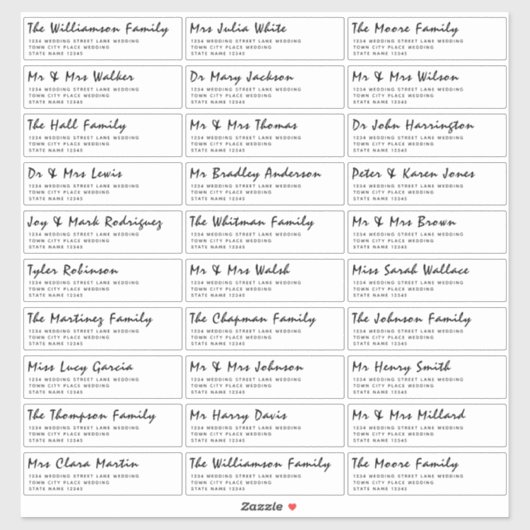 Typografie Zwart & Wit Gast Adresetiketten Sticker (Vel)