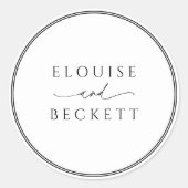 Typografie Zwart-wit Ronde bruiloft Sticker (Voorkant)