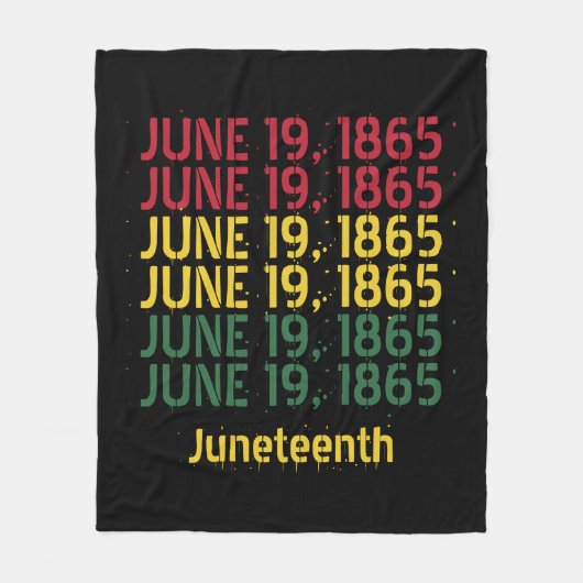 Typografie Zwarte Geschiedenis Juni 19 1865 Junete Fleece Deken (Voorkant)