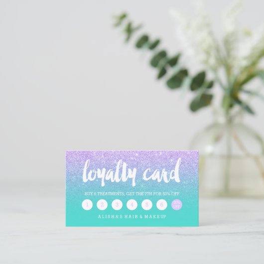 Typografiellavender glitter turquoise loyalty (Staand voorkant)