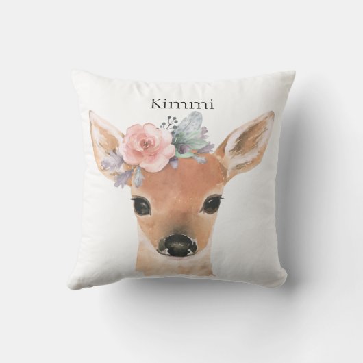 Typografienaam Forest Animals Deer Waterverf Kussen (Achterkant)