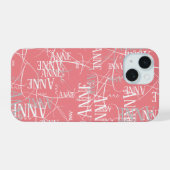 Typografienaam Patroonroze iPhone 15 Case (Achterkant horizontaal)