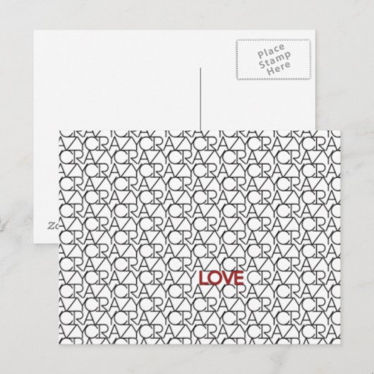 Typografiepatroon in zwart-wit briefkaart (Voorkant / Achterkant)