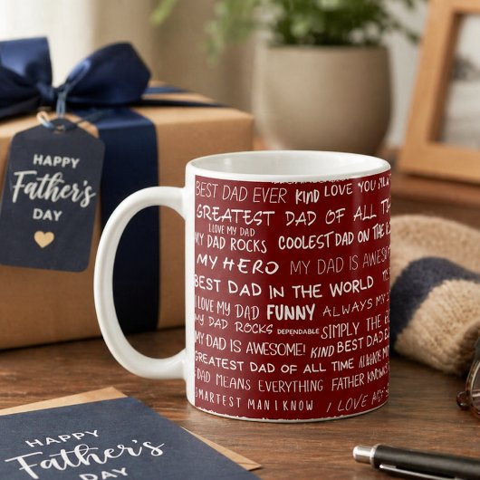 Typografiepatroon voor Vaderdag-cadeauscript in he Koffiemok