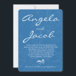 Typografiepool Peacock Blue Floral Wedding Kaart<br><div class="desc">De tekst op dit zwembad of pauw blauw en wit simpele typografie bloemetjesbruiloft is volledig aanpasbaar. Om het te veranderen gebruik de personalize optie. Voor meer uitgebreide veranderingen in de uitnodiging met inbegrip van veranderingen in de doopvont, doopvontkleur, doopvontgrootte, of tekstplaatsing, gebruik de pas optie aan. Dit is een eenvoudige...</div>