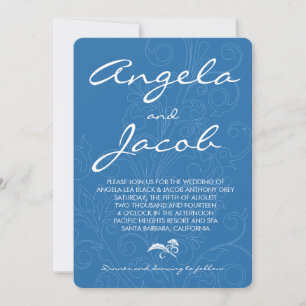 Typografiepool Peacock Blue Floral Wedding Kaart