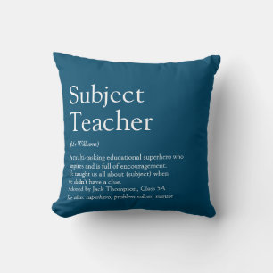 Typografisch blauw voor waardering voor leraren kussen