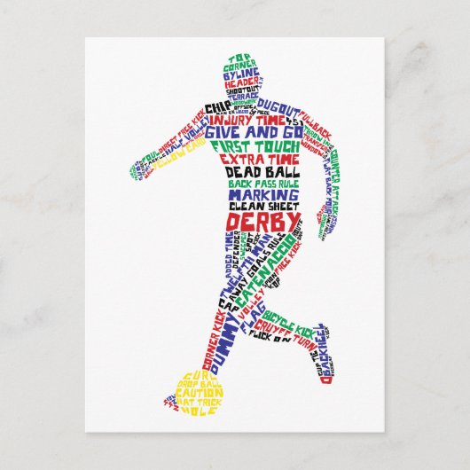 Typografisch Briefkaart Voetbalspeler (Voorkant)