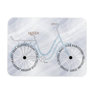 Typografisch fietsenbike-fietsenrijwielmagneet magneet