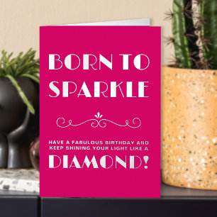 Typografisch Geboren op Sparkle Birthday Folie Wenskaart