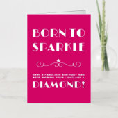  Typografisch Geboren op Sparkle Birthday Folie Wenskaart (Voorkant)