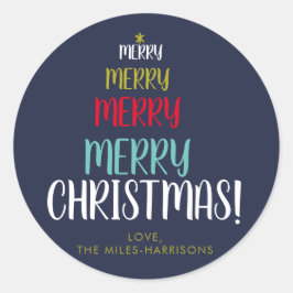 Typografisch gepersonaliseerde feestdag voor Merry Ronde Sticker