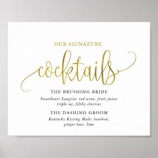Typografisch gouden handmatige cocktails poster (Voorkant)