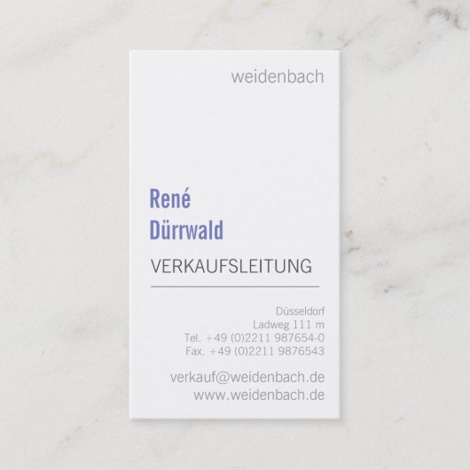 TYPografisch grijs wit blauw Visitekaartje (Voorkant)