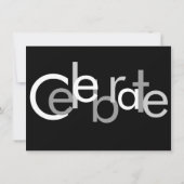Typografisch grijs zwarte vrijgezellenfeest uitnod kaart (Achterkant)