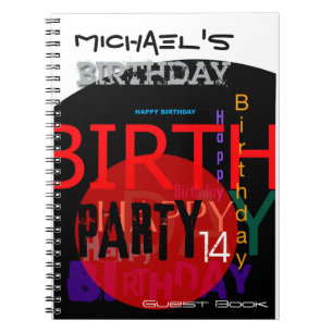 Typografisch Happy 14th Birthday Party Guest Book Notitieboek