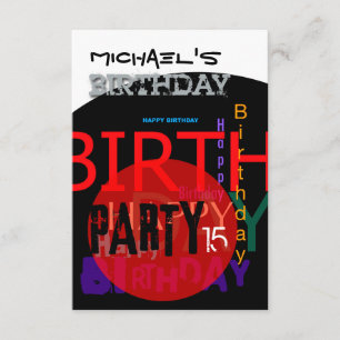 Typografisch Happy 15th Birthday Party Invitation Kaart